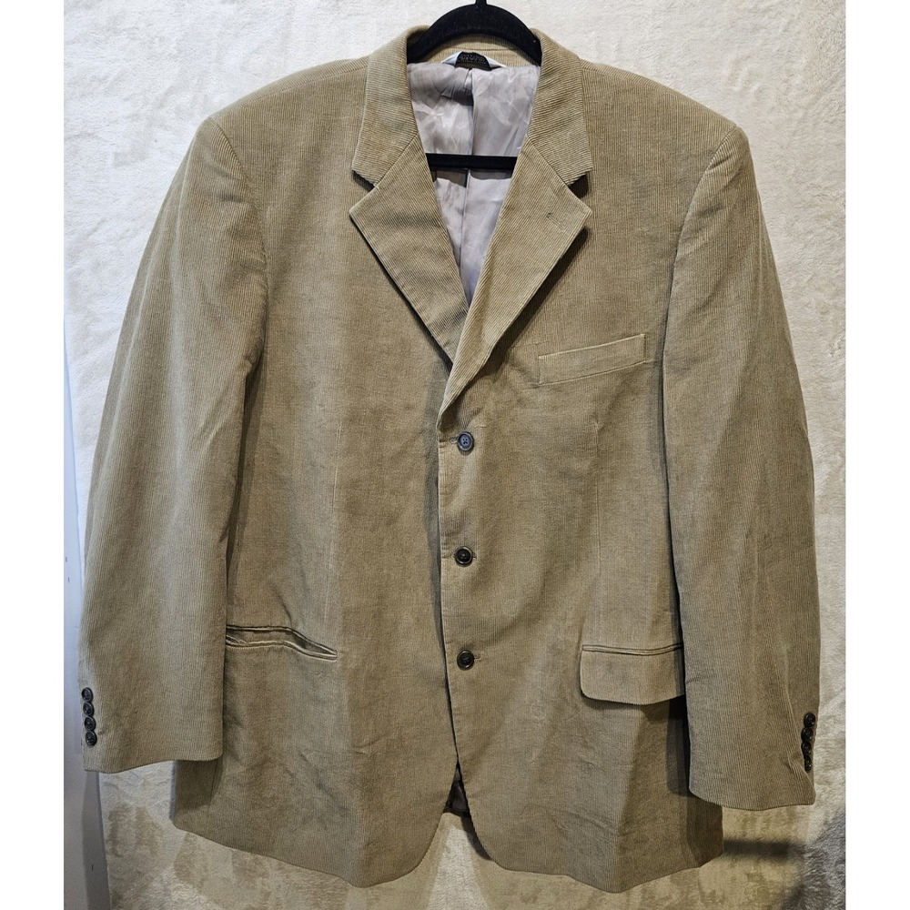 Linea Uomo 48L Tan Corduroy Blazer Sport Coat‎ 3 Button Cotton Long